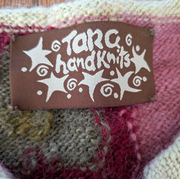 VTG Tara Handknits Multi Color Floral Tie Front Cottagecore Cardigan OS - Picture 5 of 6